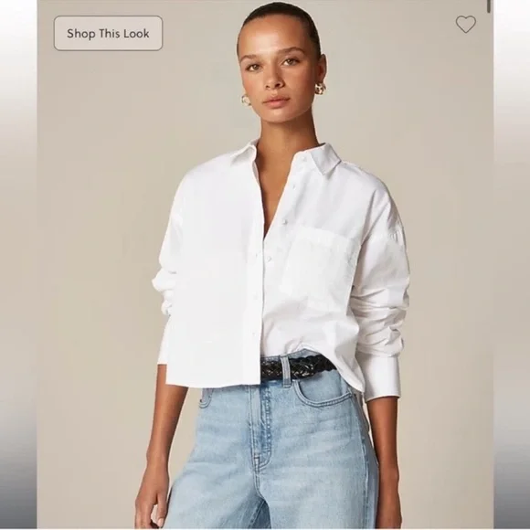 J.Crew Étienne cropped button-up shirt in cotton poplin - Picture 1 of 8